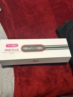 TYMO Ring Plus Ionic Hair Straightening Comb — Gray with Pink Accents